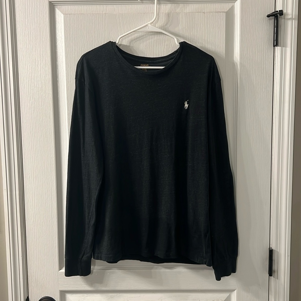 Mens Ralph Lauren Polo Long Sleeve Black Shirt Size Large Excellent Condition